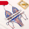 Vintage Print Bikini Female Handwork Small Ruffle Swimming Suit For Women Swimwear High Cut Bikini Set String Print Halter String Triangle Bikini Set Luxury Swimwear Two Piece Swimsuit by Stevvex