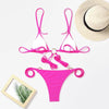 Vintage Print Bikini Female Handwork Small Ruffle Swimming Suit For Women Swimwear High Cut Bikini Set String Print Halter String Triangle Bikini Set Luxury Swimwear Two Piece Swimsuit by Stevvex