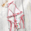Vintage Print Bikini Female Handwork Small Ruffle Swimming Suit For Women Swimwear High Cut Bikini Set String Print Halter String Triangle Bikini Set Luxury Swimwear Two Piece Swimsuit by Stevvex