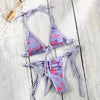 Vintage Print Bikini Female Handwork Small Ruffle Swimming Suit For Women Swimwear High Cut Bikini Set String Print Halter String Triangle Bikini Set Luxury Swimwear Two Piece Swimsuit by Stevvex