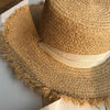 Vintage Straw Hat Women Wide Sun Protection Beach Hat Black And White Ribbon Bowknot Cute Design Straw Cap Women Elegant Summer Hat Beach Fedoras Casual Ladies Flat Top Hat by Stevvex