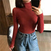 Vintage Style Autumn Winter Thick Sweater For Women Knitted Ribbed Pullover Sweater Long Sleeve Turtleneck Slim Jumper Soft Warm Pullover by Stevvex