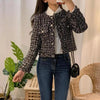 Vintage Style Autumn Winter Tweed Jackets For Women O-Neck Long Sleeve Loose Wool Coat Single Breasted Outwear For Girls by Stevvex