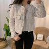 Vintage Style Autumn Winter Tweed Jackets For Women O-Neck Long Sleeve Loose Wool Coat Single Breasted Outwear For Girls by Stevvex