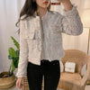 Vintage Style Autumn Winter Tweed Jackets For Women O-Neck Long Sleeve Loose Wool Coat Single Breasted Outwear For Girls by Stevvex