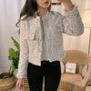 Vintage Style Autumn Winter Tweed Jackets For Women O-Neck Long Sleeve Loose Wool Coat Single Breasted Outwear For Girls by Stevvex