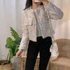 Vintage Style Autumn Winter Tweed Jackets For Women O-Neck Long Sleeve Loose Wool Coat Single Breasted Outwear For Girls by Stevvex