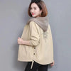 Vintage Style Women's Coat Hooded Jacket Long Sleeve Zipper Pockets Casual Windbreaker Basic Jackets Outerwear Plus Size 4XL E25 by Stevvex