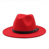Vintage Winter Autumn Woolen Women Men Belt Buckle Fedora Hat Classic Wide Brim Floppy Hat Retro Warm Top Hat Vintage Cap Women Fedoras Durable Hat by Stevvex