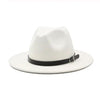 Vintage Winter Autumn Woolen Women Men Belt Buckle Fedora Hat Classic Wide Brim Floppy Hat Retro Warm Top Hat Vintage Cap Women Fedoras Durable Hat by Stevvex