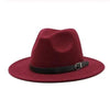 Vintage Winter Autumn Woolen Women Men Belt Buckle Fedora Hat Classic Wide Brim Floppy Hat Retro Warm Top Hat Vintage Cap Women Fedoras Durable Hat by Stevvex