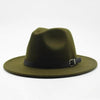 Vintage Winter Autumn Woolen Women Men Belt Buckle Fedora Hat Classic Wide Brim Floppy Hat Retro Warm Top Hat Vintage Cap Women Fedoras Durable Hat by Stevvex