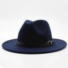 Vintage Winter Autumn Woolen Women Men Belt Buckle Fedora Hat Classic Wide Brim Floppy Hat Retro Warm Top Hat Vintage Cap Women Fedoras Durable Hat by Stevvex
