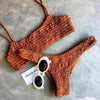 Vintage Women Push-up Padded Bra Bikini Set Pleated Swimsuit Women's Detachable Padded Cutout Push Up Striped Bikini Set Two Piece Swimsuit Swimming Beach Bathing Costume Classic Bikini Set by Stevvex
