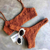 Vintage Women Push-up Padded Bra Bikini Set Pleated Swimsuit Women's Detachable Padded Cutout Push Up Striped Bikini Set Two Piece Swimsuit Swimming Beach Bathing Costume Classic Bikini Set by Stevvex