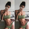 Vintage Women Push-up Padded Bra Bikini Set Pleated Swimsuit Women's Detachable Padded Cutout Push Up Striped Bikini Set Two Piece Swimsuit Swimming Beach Bathing Costume Classic Bikini Set by Stevvex