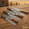 6-Piece Damascus Kitchen Knife Set — Gyuto, Slicer, Santoku & Rosewood Handles | JW SteelCrafts by JW SteelCrafts