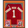 Framed Autographed/Signed Warren Moon 35x39 HOF 06 Kansas City Red Football Jersey JSA COA by Hall of Fame Sports Memorabilia