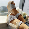 Wedding Lace Women Heeled Shoes Summer Sandals Party Platform High Heels Woman Espadrilles Platform Ankle Strap Lace Bow High Heels Summer Casual Beach Sandals by Stevvex