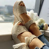 Wedding Lace Women Heeled Shoes Summer Sandals Party Platform High Heels Woman Espadrilles Platform Ankle Strap Lace Bow High Heels Summer Casual Beach Sandals by Stevvex