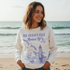 Montauk Lighthouse “The Ocean’s Edge” Coastal Graphic Crewneck Sweatshirt by Hey Jude Graphic Tees