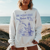 Montauk Lighthouse “The Ocean’s Edge” Coastal Graphic Crewneck Sweatshirt by Hey Jude Graphic Tees
