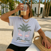 Palm Oasis Flamingo Graphic Tee | Beach Vacation Aesthetic Tee | Summer Resort Style | by Hey Jude Graphic Tees