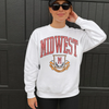 Midwest Crewneck Sweatshirt | Vintage Collegiate Graphic Pullover by Hey Jude Graphic Tees
