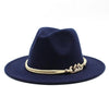 White Elegant Wide Brim Simple Hat Summer Women Lady Retro Wide Brim Hat Charming Fedora Hat Solid Color Fedoras Hat With Chain Men Women Cotton Comfortable Jazz Cap 56-58cm