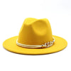 White Elegant Wide Brim Simple Hat Summer Women Lady Retro Wide Brim Hat Charming Fedora Hat Solid Color Fedoras Hat With Chain Men Women Cotton Comfortable Jazz Cap 56-58cm by Stevvex