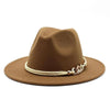 White Elegant Wide Brim Simple Hat Summer Women Lady Retro Wide Brim Hat Charming Fedora Hat Solid Color Fedoras Hat With Chain Men Women Cotton Comfortable Jazz Cap 56-58cm by Stevvex