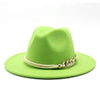 White Elegant Wide Brim Simple Hat Summer Women Lady Retro Wide Brim Hat Charming Fedora Hat Solid Color Fedoras Hat With Chain Men Women Cotton Comfortable Jazz Cap 56-58cm by Stevvex