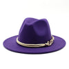 White Elegant Wide Brim Simple Hat Summer Women Lady Retro Wide Brim Hat Charming Fedora Hat Solid Color Fedoras Hat With Chain Men Women Cotton Comfortable Jazz Cap 56-58cm by Stevvex