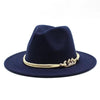 White Elegant Wide Brim Simple Hat Summer Women Lady Retro Wide Brim Hat Charming Fedora Hat Solid Color Fedoras Hat With Chain Men Women Cotton Comfortable Jazz Cap 56-58cm by Stevvex