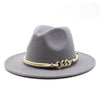 White Elegant Wide Brim Simple Hat Summer Women Lady Retro Wide Brim Hat Charming Fedora Hat Solid Color Fedoras Hat With Chain Men Women Cotton Comfortable Jazz Cap 56-58cm