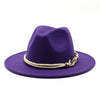 White Elegant Wide Brim Simple Hat Summer Women Lady Retro Wide Brim Hat Charming Fedora Hat Solid Color Fedoras Hat With Chain Men Women Cotton Comfortable Jazz Cap 56-58cm by Stevvex