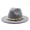 White Elegant Wide Brim Simple Hat Summer Women Lady Retro Wide Brim Hat Charming Fedora Hat Solid Color Fedoras Hat With Chain Men Women Cotton Comfortable Jazz Cap 56-58cm by Stevvex