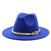 White Elegant Wide Brim Simple Hat Summer Women Lady Retro Wide Brim Hat Charming Fedora Hat Solid Color Fedoras Hat With Chain Men Women Cotton Comfortable Jazz Cap 56-58cm by Stevvex