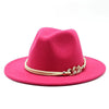 White Elegant Wide Brim Simple Hat Summer Women Lady Retro Wide Brim Hat Charming Fedora Hat Solid Color Fedoras Hat With Chain Men Women Cotton Comfortable Jazz Cap 56-58cm by Stevvex