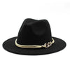 White Elegant Wide Brim Simple Hat Summer Women Lady Retro Wide Brim Hat Charming Fedora Hat Solid Color Fedoras Hat With Chain Men Women Cotton Comfortable Jazz Cap 56-58cm by Stevvex