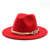 White Elegant Wide Brim Simple Hat Summer Women Lady Retro Wide Brim Hat Charming Fedora Hat Solid Color Fedoras Hat With Chain Men Women Cotton Comfortable Jazz Cap 56-58cm by Stevvex