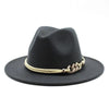 White Elegant Wide Brim Simple Hat Summer Women Lady Retro Wide Brim Hat Charming Fedora Hat Solid Color Fedoras Hat With Chain Men Women Cotton Comfortable Jazz Cap 56-58cm by Stevvex