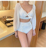 White High Waist Bikini Women Solid Swimwear Cover Up Swimsuit Sheer Mesh Tie Crop Top Bikini Sets Lace Long Sleeve Bikini Off Shoulder Swimsuit Push Up Mesh Pad Bathing Suit by Stevvex
