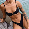 White Push Up Woman Swimsuit Bikini Set Two Piece Smocked Swimsuits Ruffle Off Shoulder Bathing Suit With High Waist Bottoms New Summer Beach Bikini Set Solid Swimming Suit For Women Swimwear Bathing Suit by Stevvex