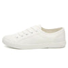 White Summer Womens Sneakers Trainers White Leather Canvas Shoes Tenis Classic Casual Cotton Slip On Canvas Comfortable Walking Flats Sneakers by Stevvex