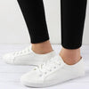 White Summer Womens Sneakers Trainers White Leather Canvas Shoes Tenis Classic Casual Cotton Slip On Canvas Comfortable Walking Flats Sneakers by Stevvex