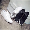 White Summer Womens Sneakers Trainers White Leather Canvas Shoes Tenis Classic Casual Cotton Slip On Canvas Comfortable Walking Flats Sneakers by Stevvex