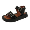 White Womans Sandals Flat Round Sandals Elegant Modern Buckle Strap Comfort Design by Stevvex