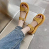 White Womans Sandals Flat Round Sandals Elegant Modern Buckle Strap Comfort Design by Stevvex