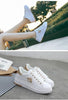 White Women Sneakers Platform Fashion Rhinestone Sneakers Lace Up Casual Shoes Breathable Comfortable Women's Casual Flats Elegant High Quality Sport Women Sneakers by Stevvex